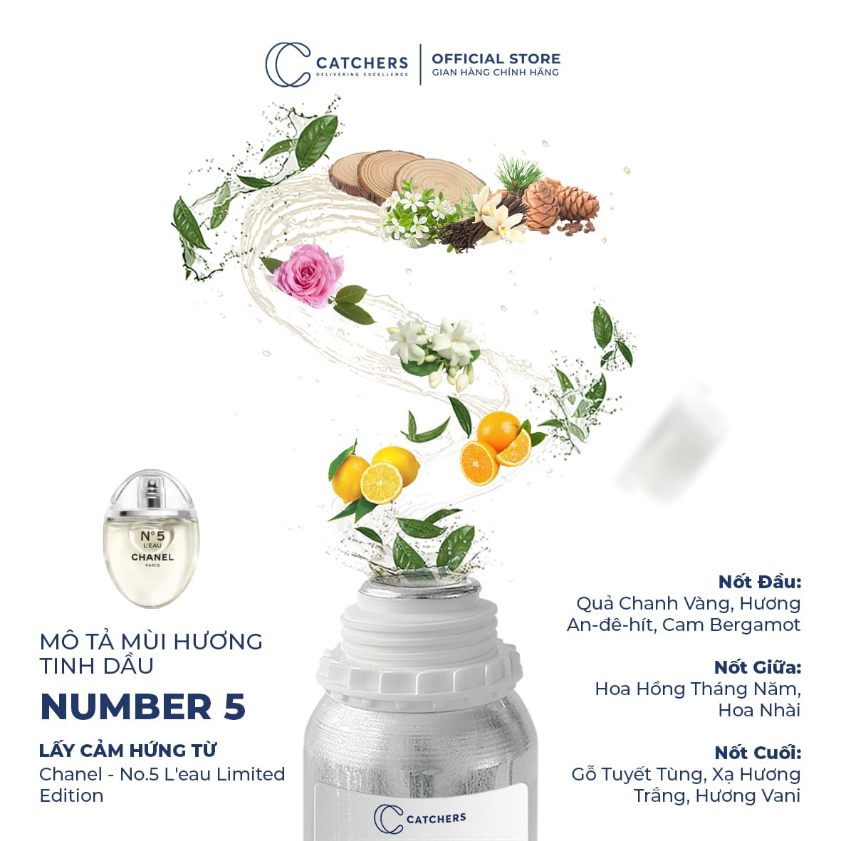 Mô tả mùi hương Tinh Dầu Gốc Nước Hoa Number 5