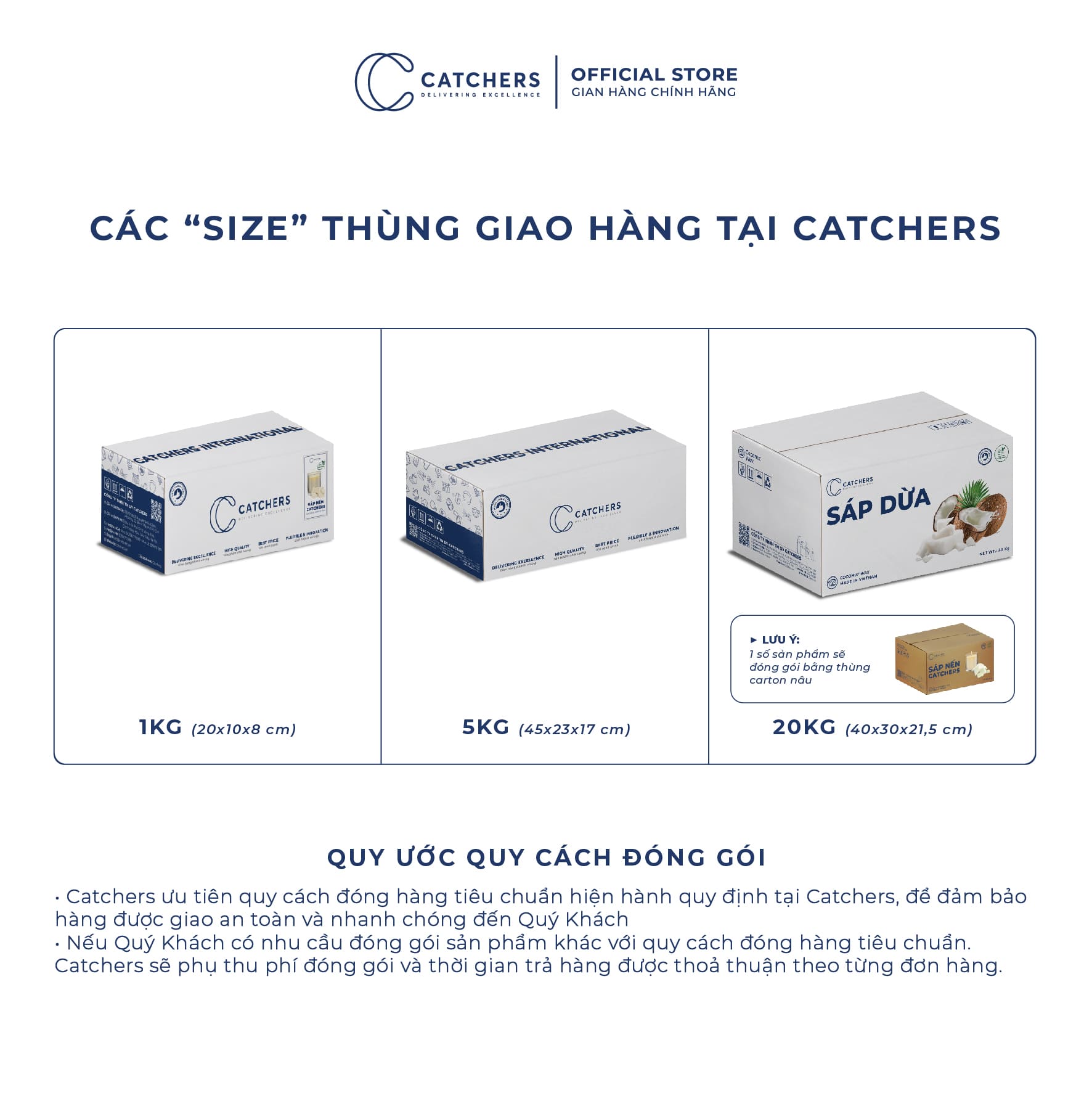 Size và cách đóng gói Sáp Cọ Mềm