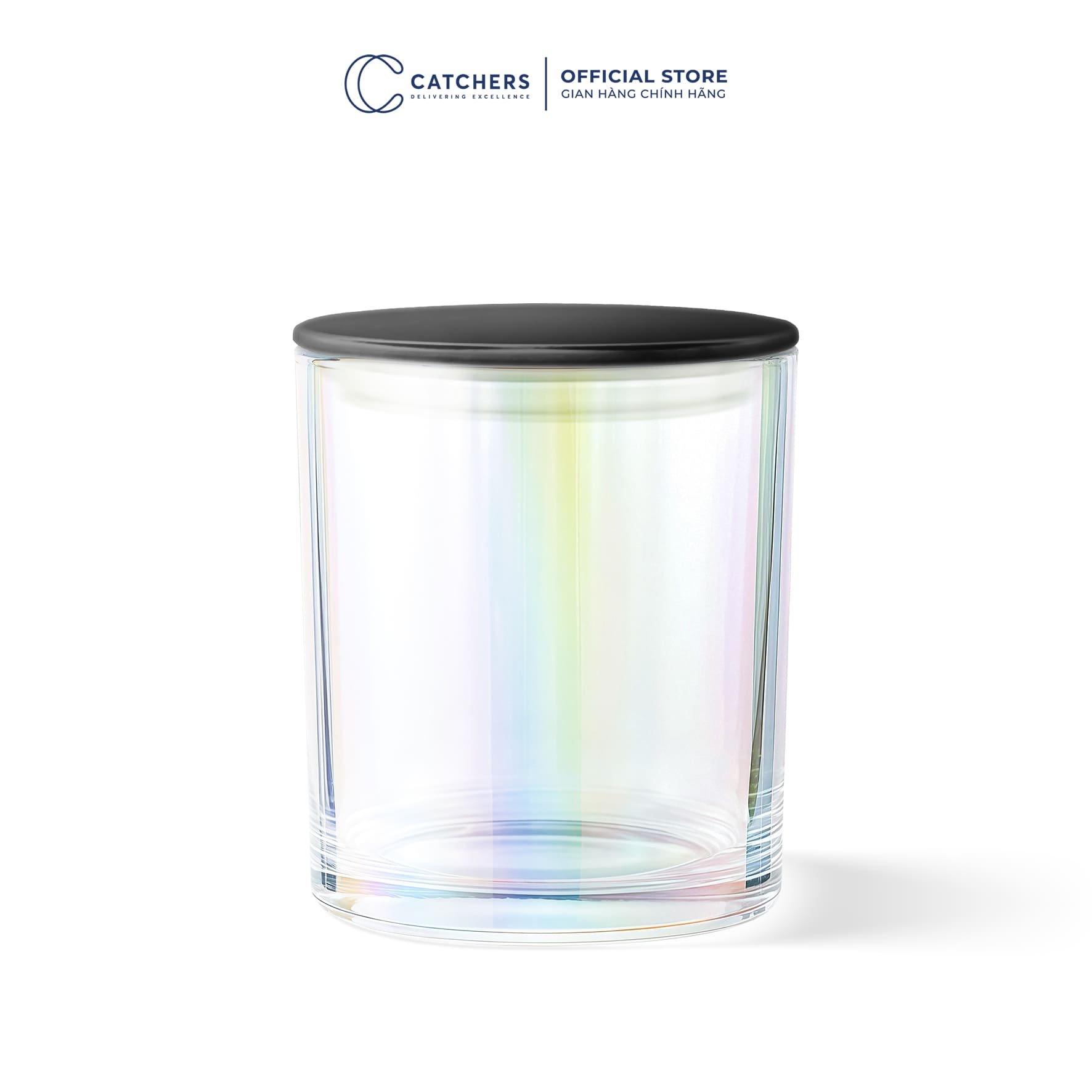 cốc cầu vồng nắp dẹp đen