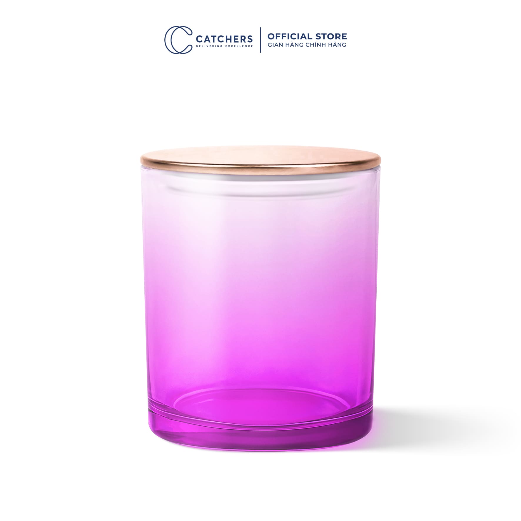 cốc đựng nến hồng chuyển màu nắp dẹp hồng