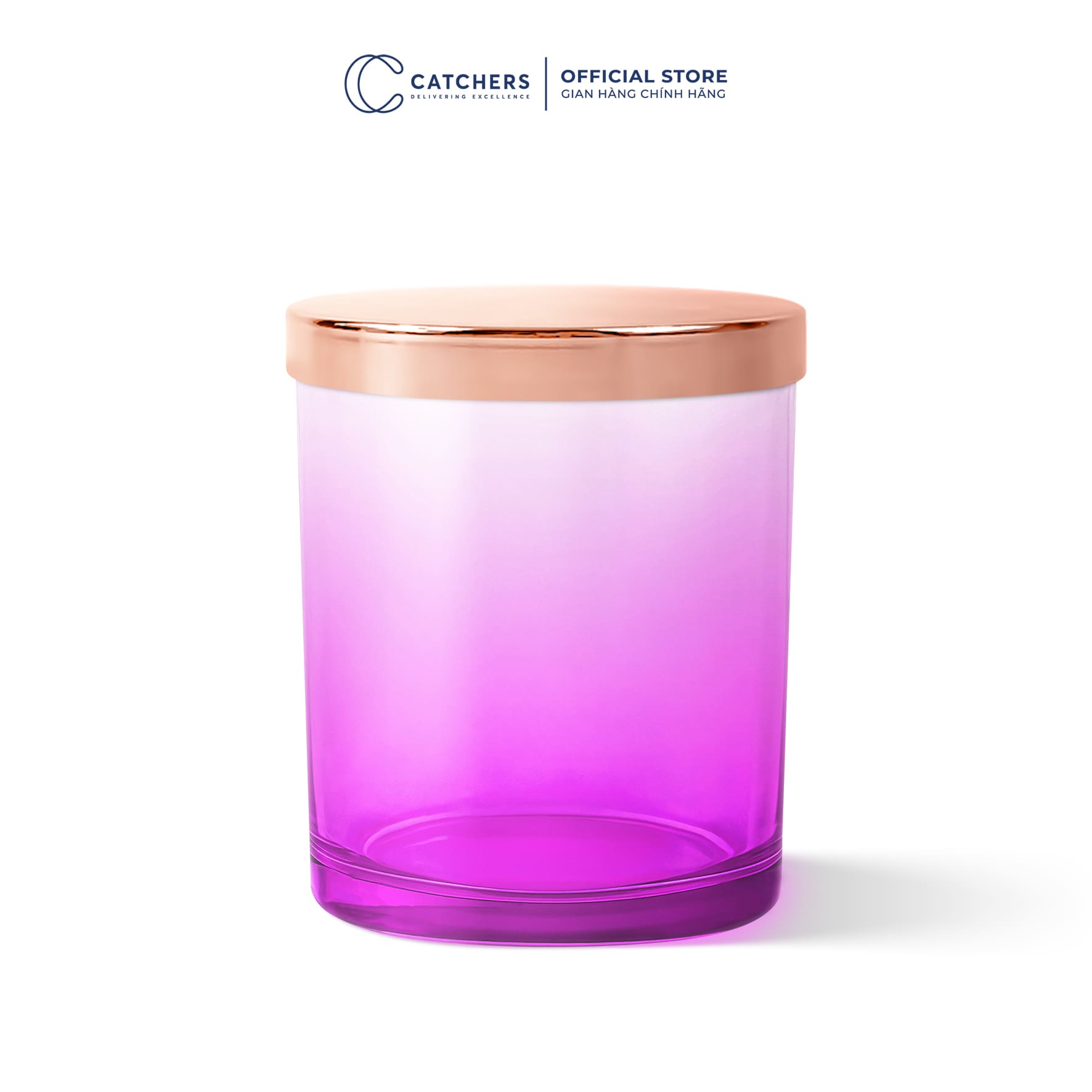 cốc đựng nến hồng chuyển màu nắp chụp hồng