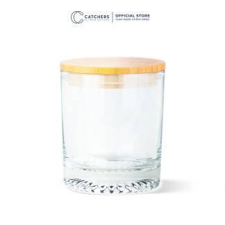 CỐC THỦY TINH ĐÁY KHÍA NẮP GỖ 270ML/ Fi 75