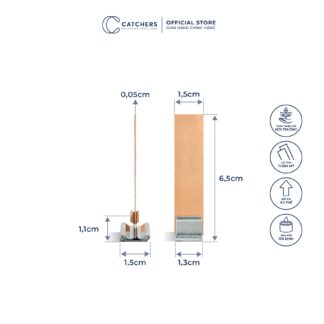 Bấc gỗ đơn kèm chân kẹp (1,5cm x 6,5cm)