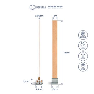 Bấc gỗ đơn kèm chân kẹp (1cm x 13cm)