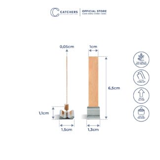 Bấc gỗ đơn kèm chân kẹp (1cm x 6,5cm)