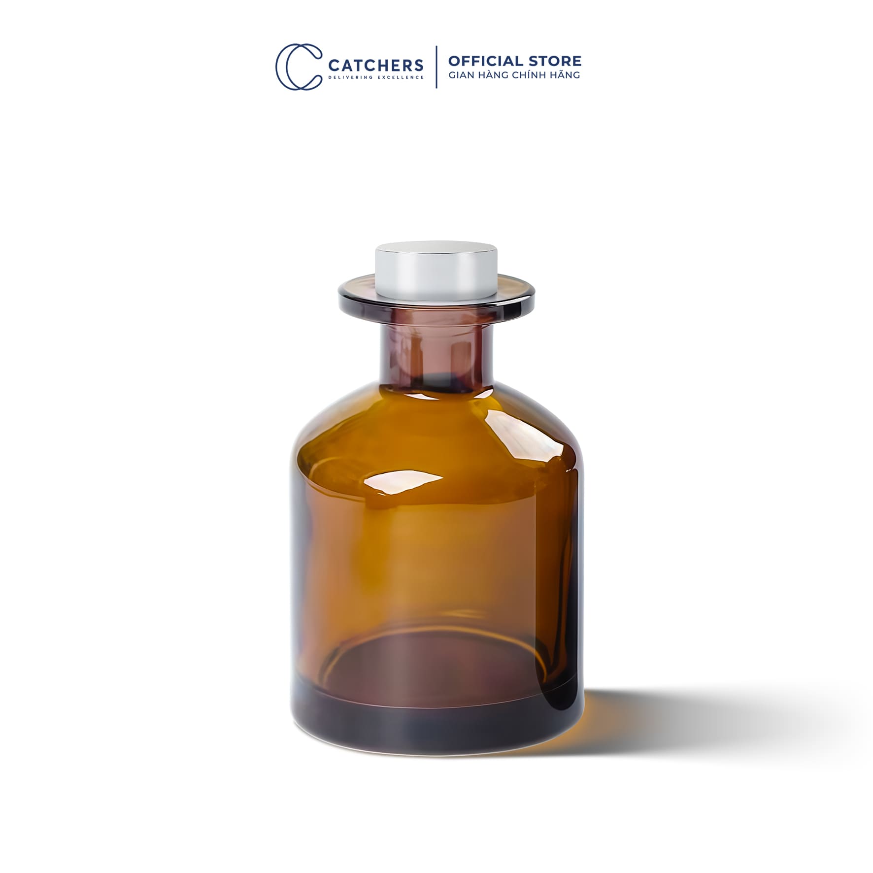 bình khuếch tán hổ phách bóng kèm nút bạc