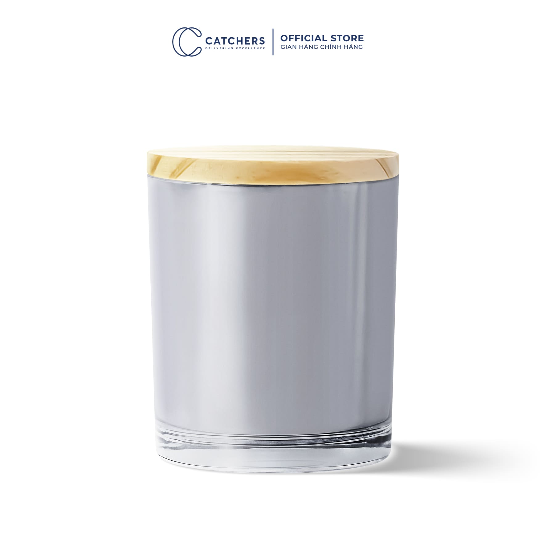 cốc thủy tinh bạc tráng gương nắp gỗ