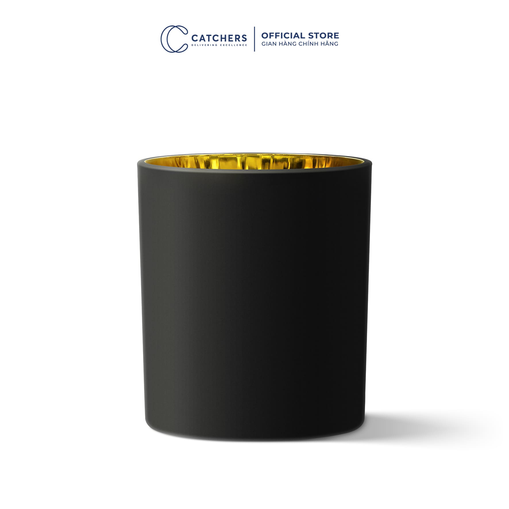 cốc thủy tinh đen nhám lì tráng gương vàng