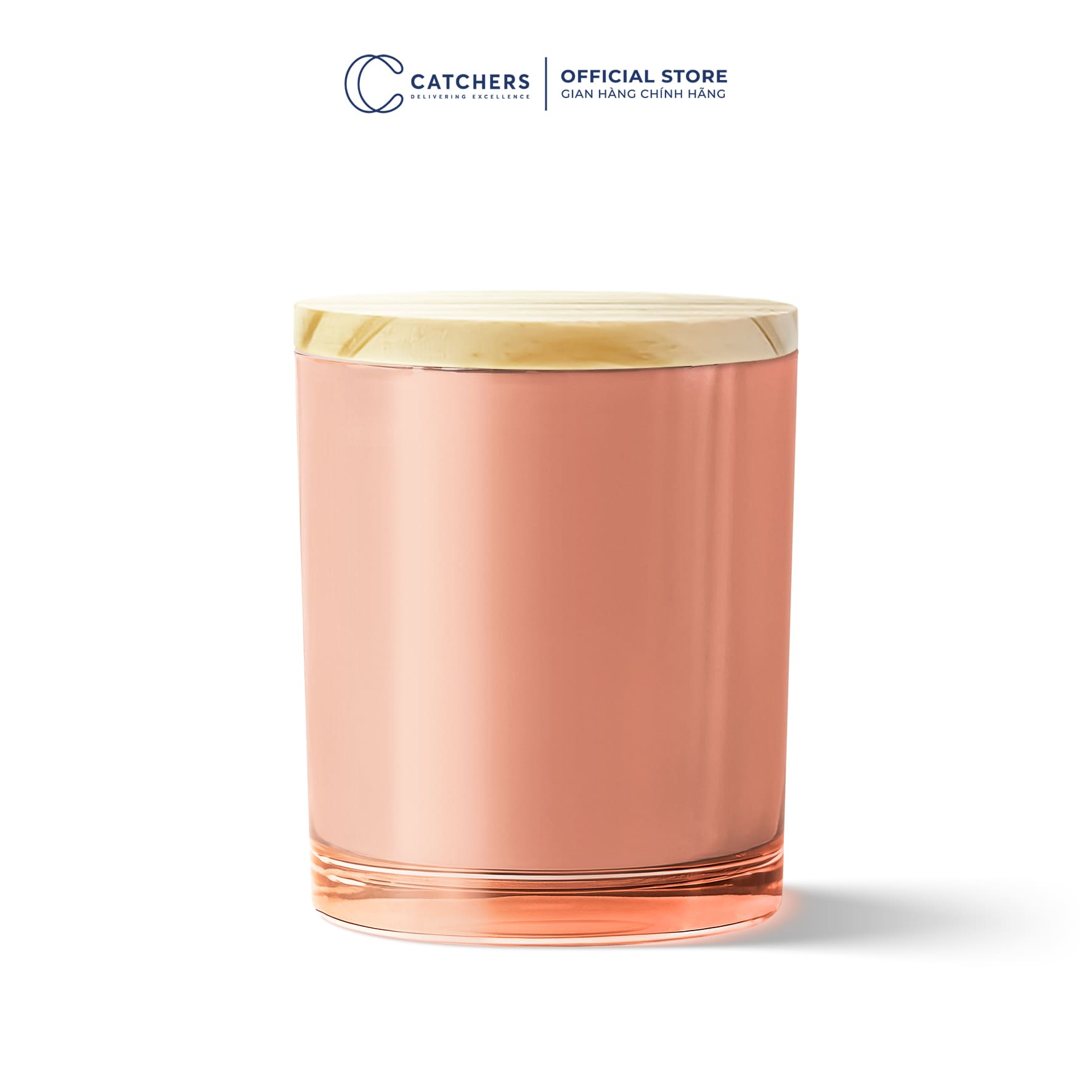 cốc thủy tinh vàng hồng tráng gương nắp gỗ