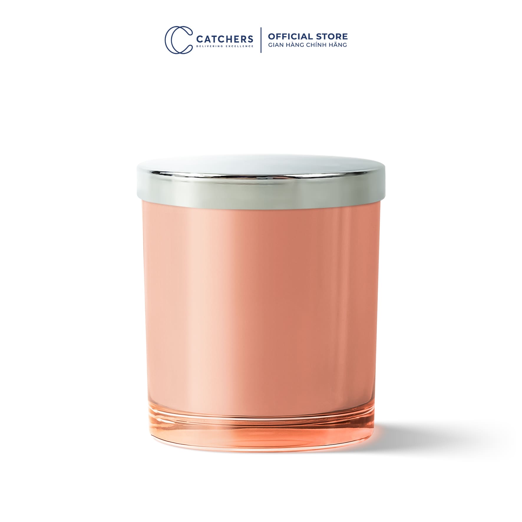 cốc thủy tinh hồng tráng gương nắp chụp bạc