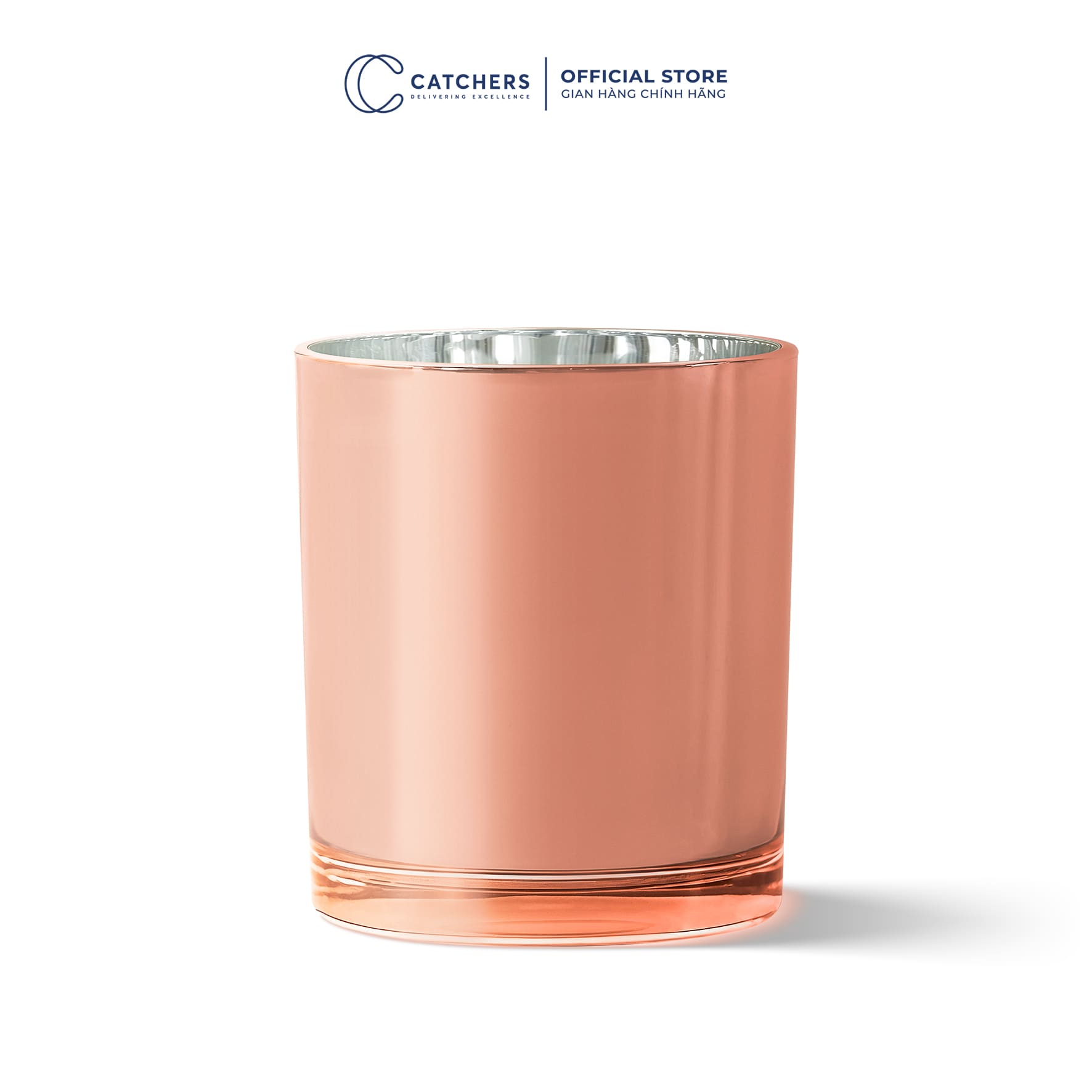 cốc thủy tinh vàng hồng tráng gương