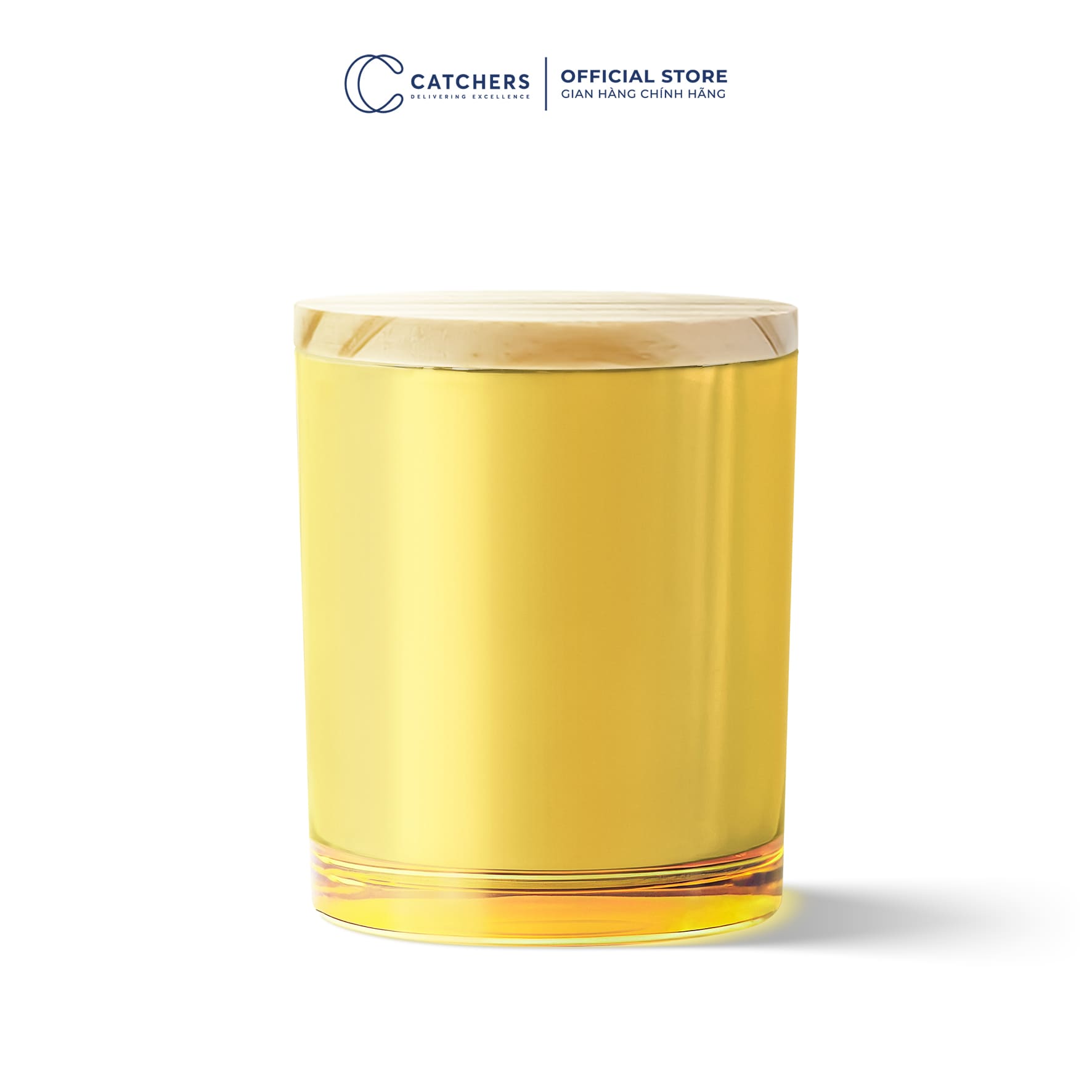 cốc thủy tinh vàng tráng gương nắp gỗ