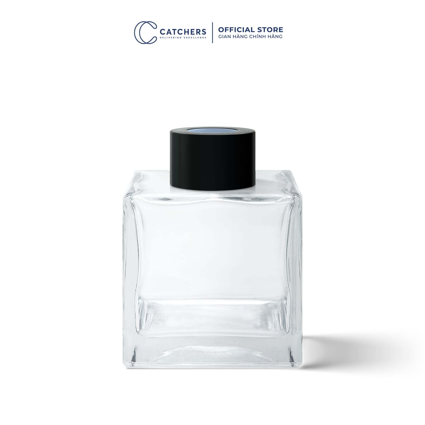 lọ khuếch tán vuông trong suốt kèm khoen kim loại đen